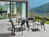 Conjunto de 4 sillas de jardín de metal negro/gris/madera clara BUSSETO_841740