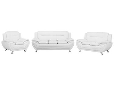 Faux Leather Living Room Set White LEIRA