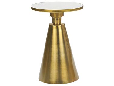 Metal Side Table Gold and White ANDRES
