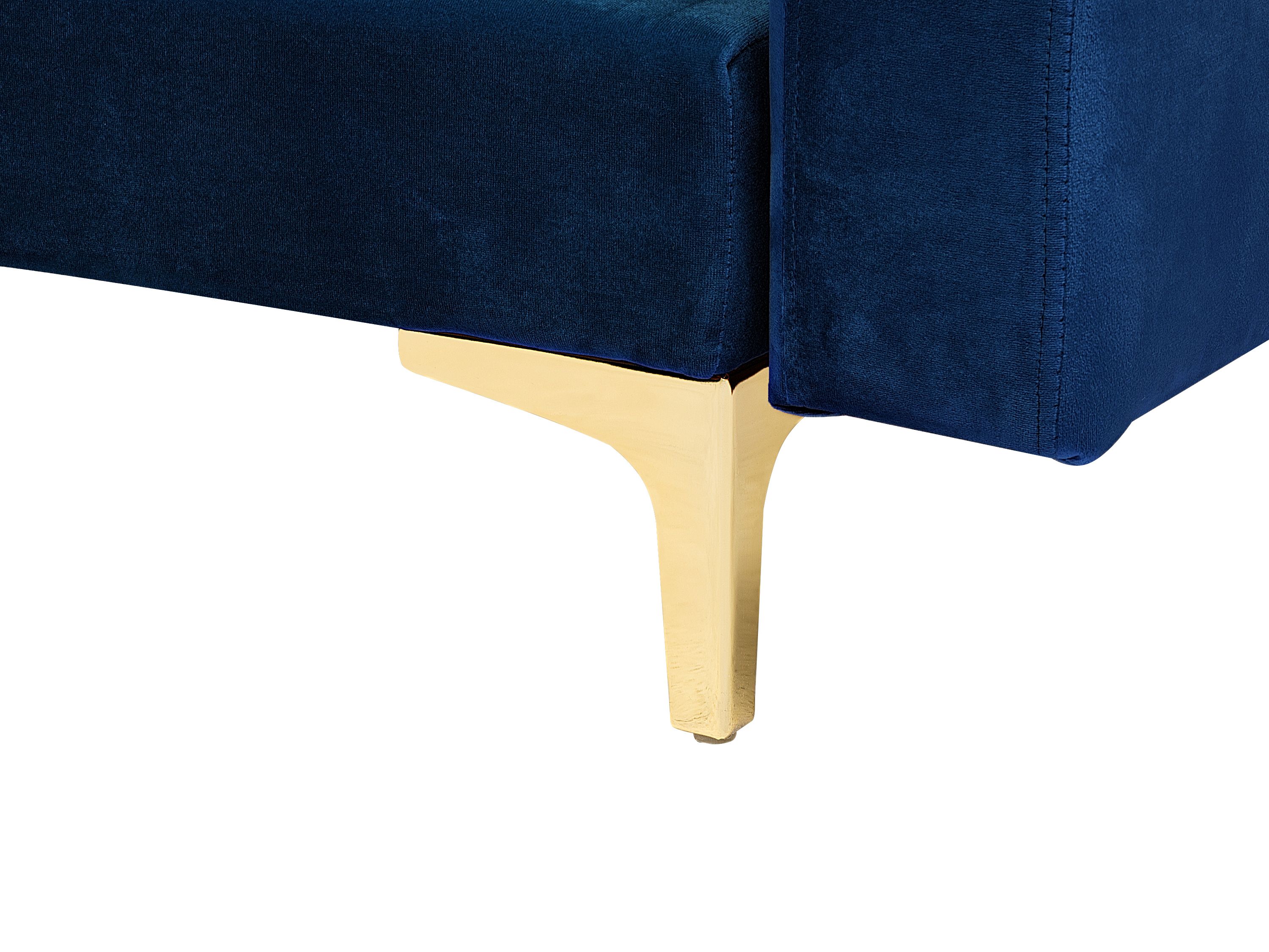 Right Hand Velvet Corner Sofa Navy Blue ABERDEEN Beliani.co.uk