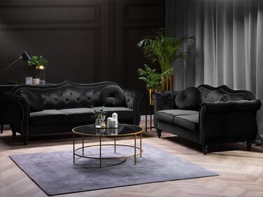 Velvet Sofa Set Black SKIEN