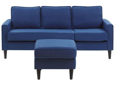 Canapé 3 places avec pouf en tissu bleu foncé AVESTA
