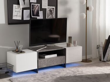TV-benk med LED belysning hvit/grå RUSSEL