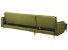 Canapé d'angle 4 places côté droit en velours vert avec ottoman ABERDEEN_882303