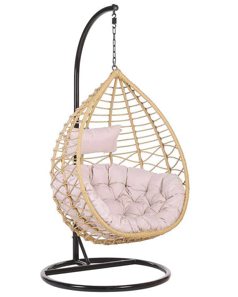 PE Rattan Hanging Chair with Stand Natural ARSITA_763907