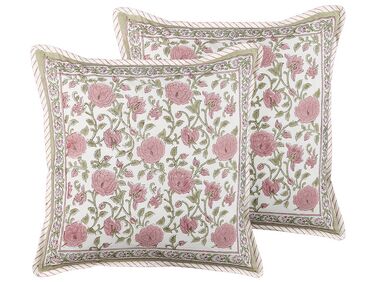 Conjunto de 2 almofadas decorativas com padrão floral em algodão multicolor 45 x 45 cm CELTIS