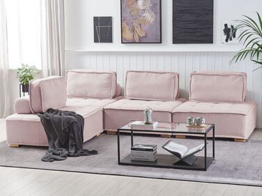 4 Seater Modular Fabric Corner Sofa Pink TIBRO