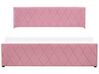 Cama con somier de terciopelo rosa 160 x 200 cm ROCHEFORT_857440