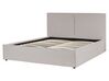 Łóżko z pojemnikiem tapicerowane 160 x 200 cm jasnoszare MOISSAC_873955