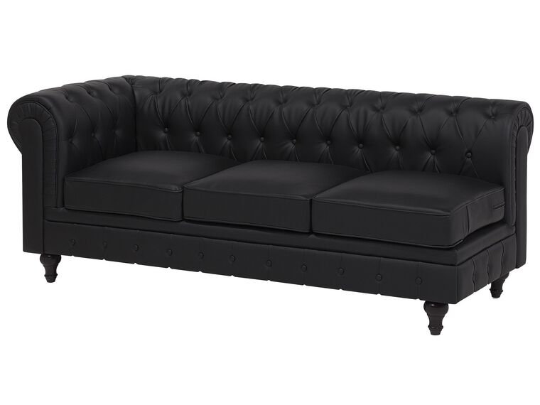 Left Hand Faux Leather Corner Sofa Black CHESTERFIELD Beliani.co.uk