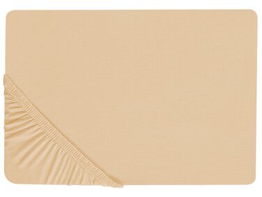 Lenzuolo con angoli cotone beige sabbia 160 x 200 cm JANBU