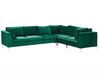 Left Hand 6 Seater Modular Velvet Corner Sofa Green EVJA_789794