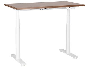 Electric Adjustable Standing Desk 120 x 72 cm Dark Wood and White DESTINAS