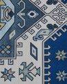 Teppich blau / beige orientalisches Muster 70 x 200 cm Kurzflor PARVAKADLI_831593