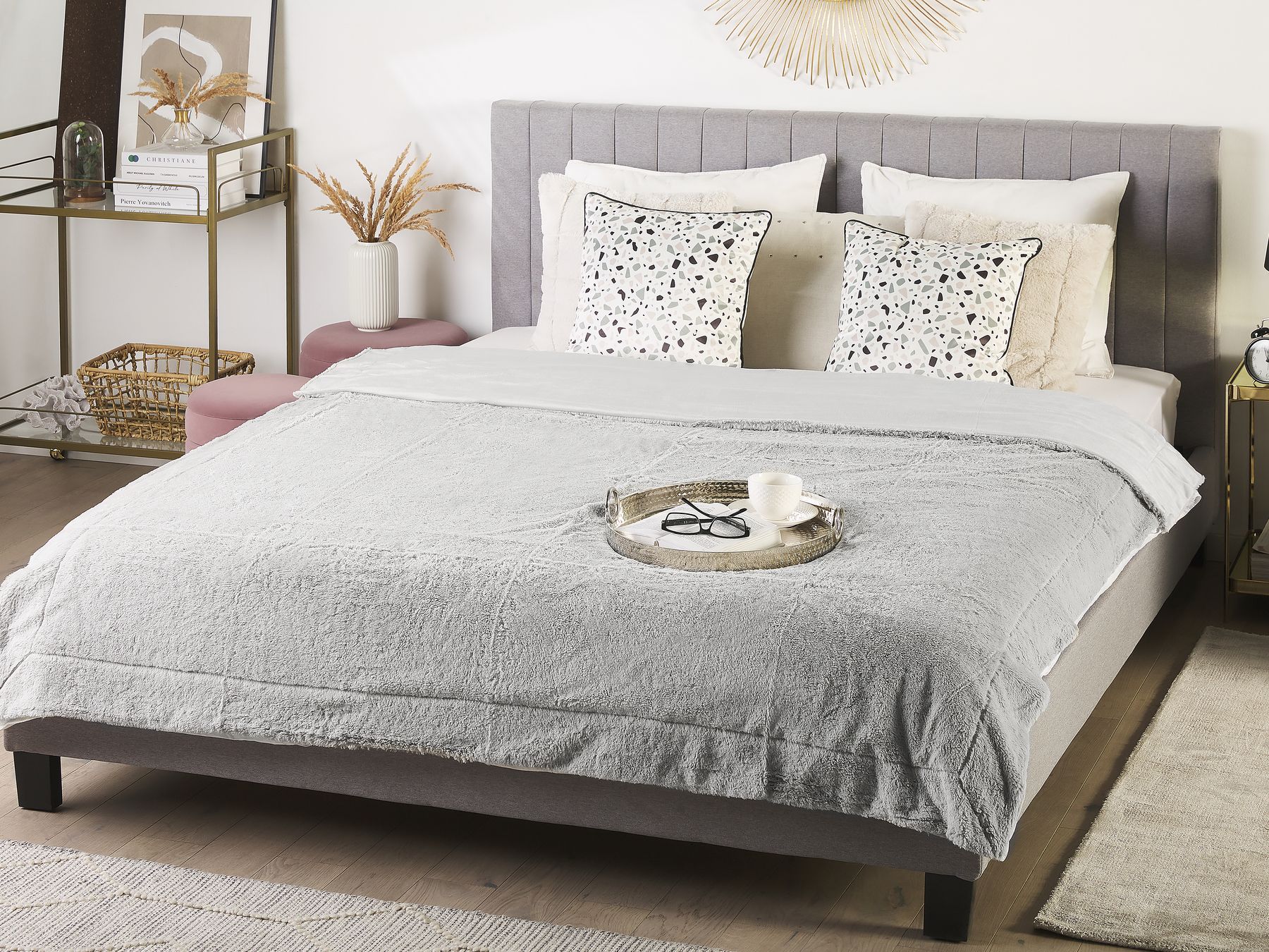 Bedspread 180 x 200 cm Light Grey GELIK Beliani.co.uk