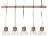 Lampe suspension 5 ampoules cuivré et bois clair VARADA_867811
