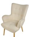 Wingback Chair with Footstool Light Beige VEJLE_913001