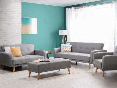 6-seters sofagruppe med puff lysegrå FLORLI