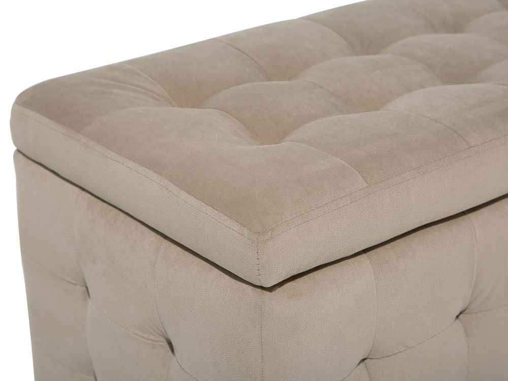 Velvet Storage Ottoman Light Brown MICHIGAN Beliani.co.uk