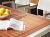 Conjunto de mesa com tampo em madeira de eucalipto 180 x 90 cm e 6 cadeiras rattan sintético preto GROSSETO_768487