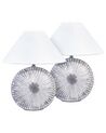 Set med 2 bordslampor med konformad lampskärm keramik grå YUNA_872152