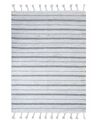 Outdoor Teppich cremeweiß / grau 140 x 200 cm Streifenmuster Kurzflor BADEMLI_846518