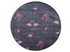 Kinderteppich grau ⌀ 120 cm Flamingo-Muster Kurzflor KERTE_755004
