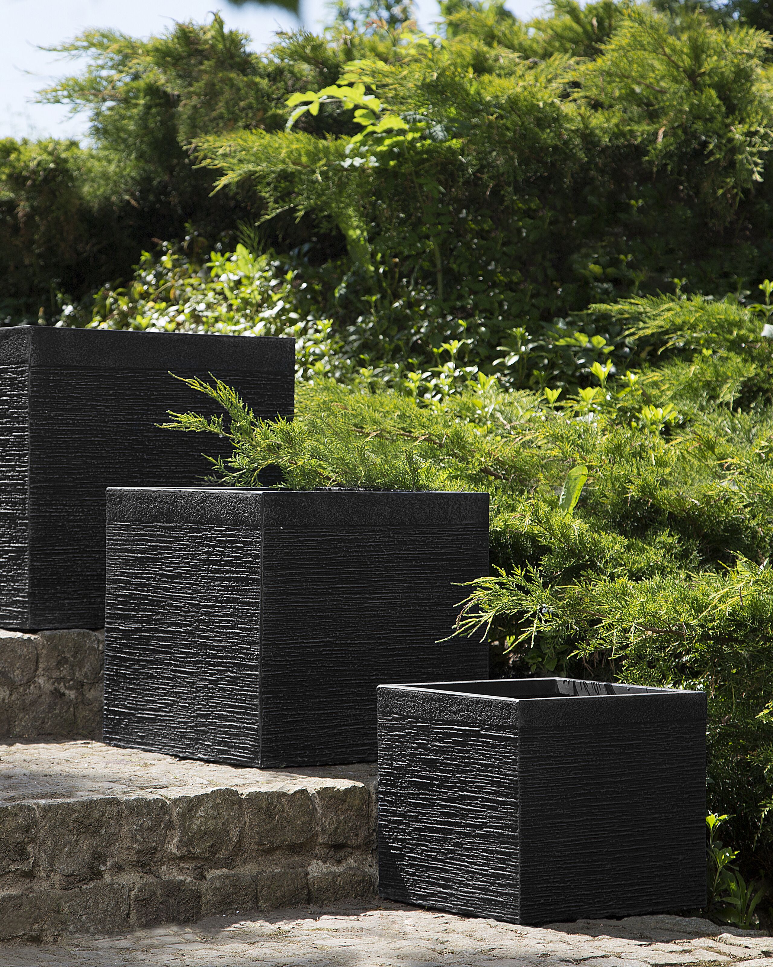 Vaso decorativo para plantas 40 x 40 x 38 cm preto PAROS