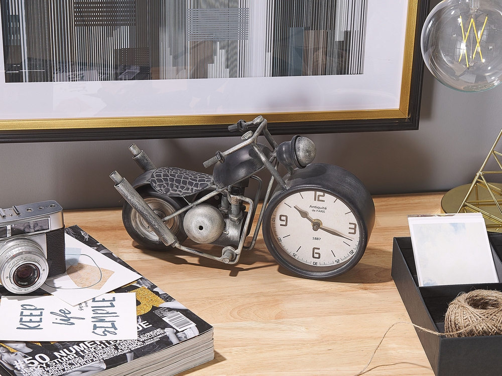Horloge de table moto noire et argentée 19 cm BERNO 