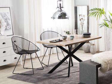 Dining Table 140 x 80 cm Light Wood with Black SPECTRA