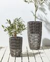 Set of 2 PE Rattan Plant Pots Brown CHELONE_914500