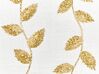 Bavlněný polštář se vzorem listů 30 x 50 cm bílý/zlatý NERIUM_892714