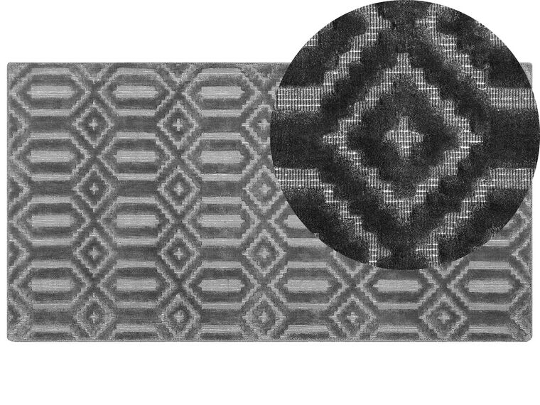 Teppich dunkelgrau 80 x 150 cm geometrisches Muster Kurzflor ADATEPE_750691