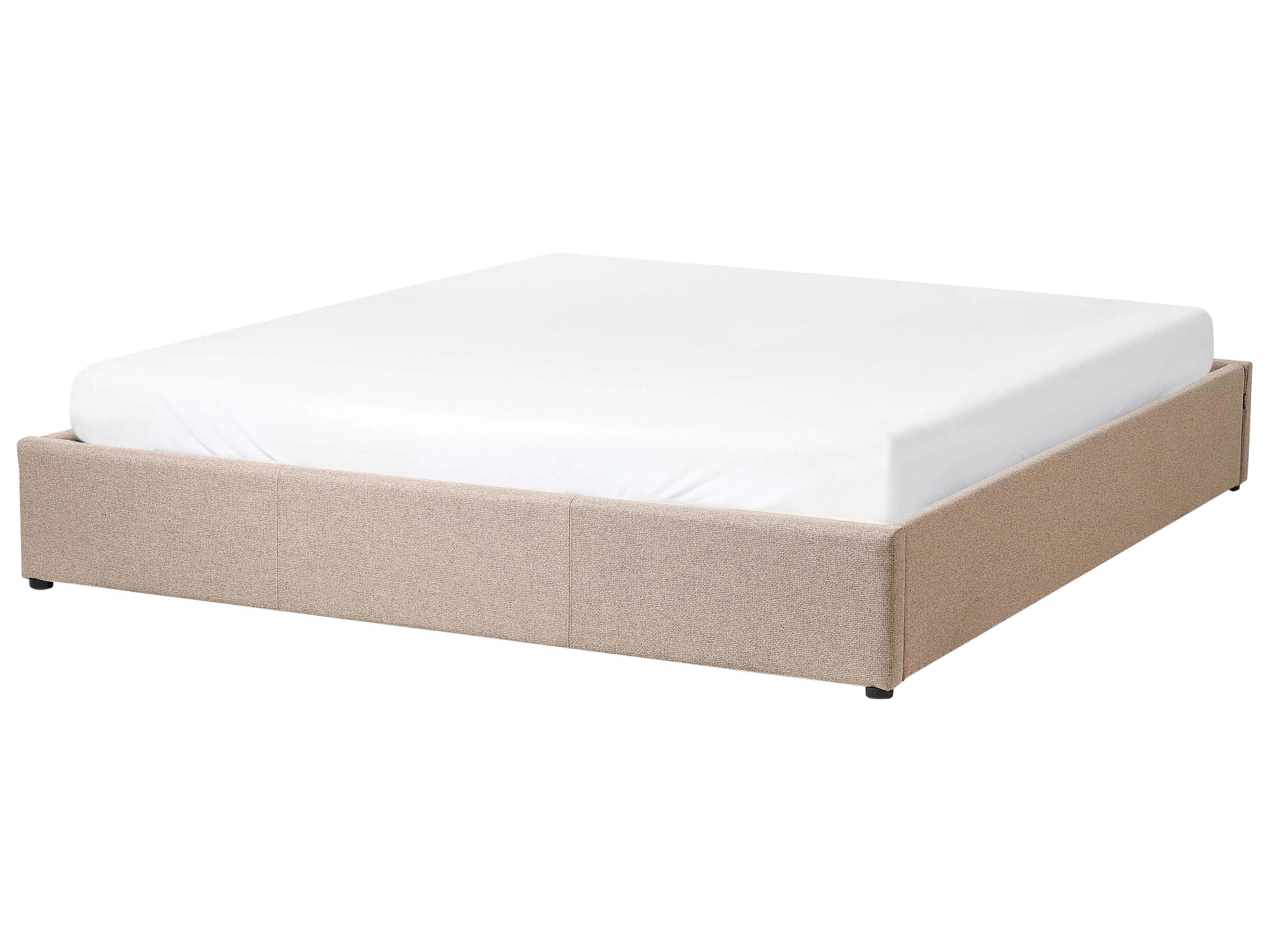 Łóżko z pojemnikiem tapicerowane 180 x 200 cm beżowe DINAN