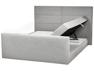 Boxspringbett Polsterbezug hellgrau mit Bettkasten hochklappbar 180 x 200 cm ARISTOCRAT