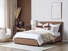 Fabric EU Double Size Bed with Storage Brown LA ROCHELLE_832993
