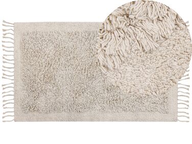 Teppich Baumwolle hellbeige 80 x 150 cm Fransen Shaggy BITLIS