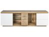 Móvel de TV com 2 gavetas e 1 porta em madeira clara e branco FARADA_828701