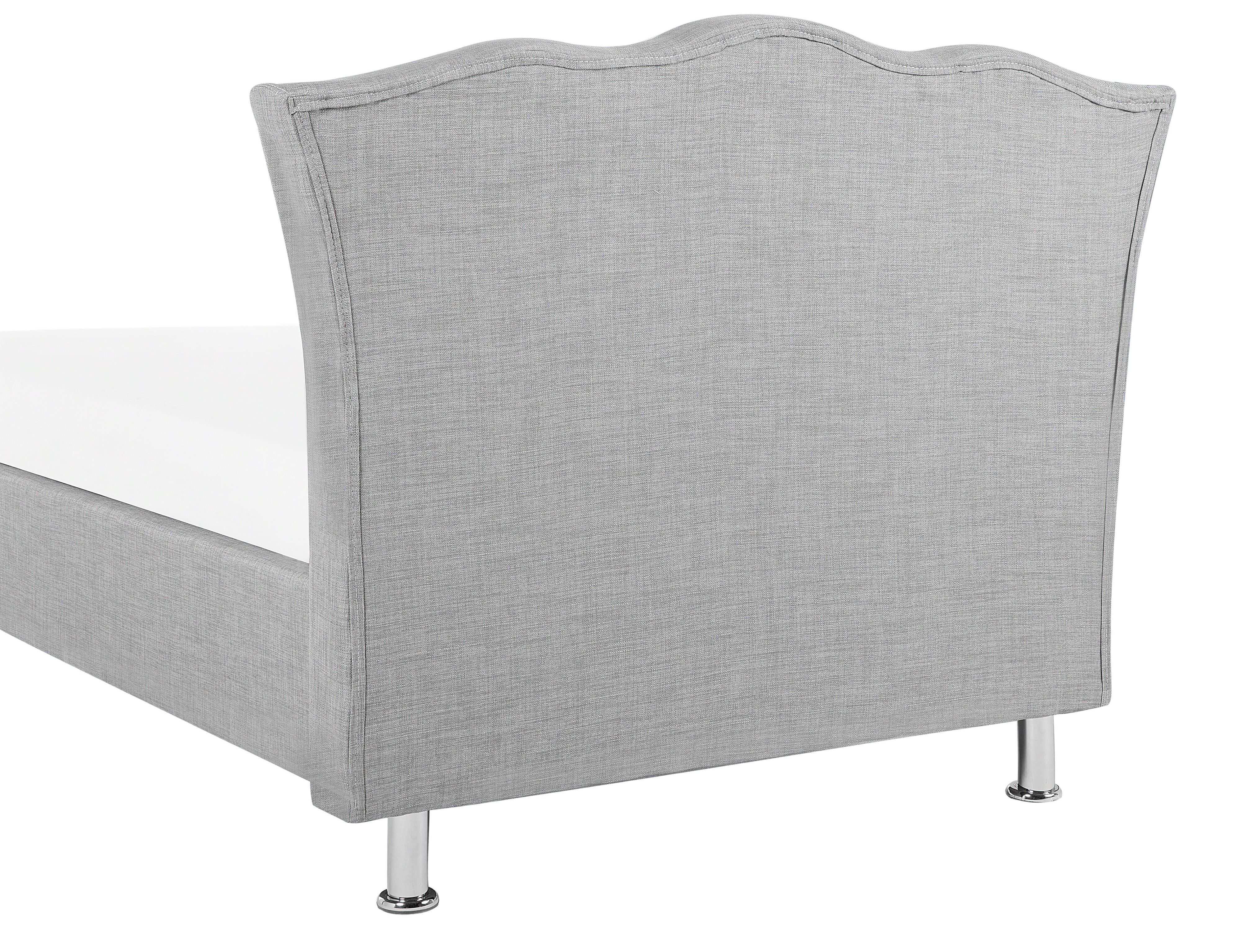 Łóżko z pojemnikiem tapicerowane 90 x 200 cm szare METZ