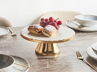 Marble Cake Stand White and Gold GREWENA