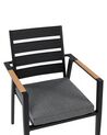 Set di 6 sedie da giardino metallo nero grigio e legno chiaro TAVIANO_841732