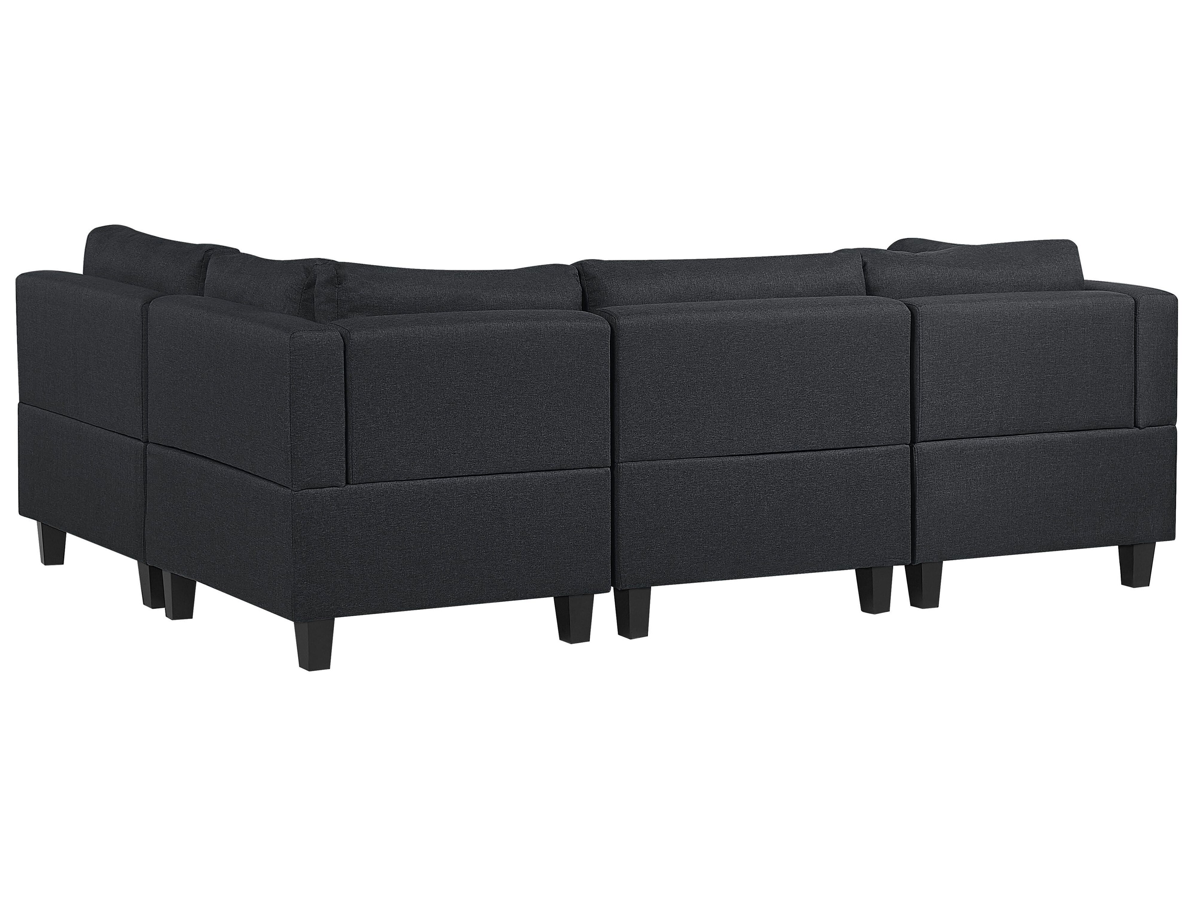 5 Seater UShaped Modular Fabric Sofa with Ottoman Dark Grey FEVIK