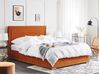 Zamatová posteľ s úložným priestorom 180 x 200 cm oranžová ROUEN_819179