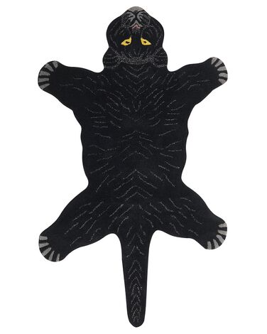 Tapete para crianças em lã preta impressão de pantera 100 x 160 cm BAGHEERA