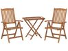 Set de terrasse table et 2 chaises en bois clair coussins bleus JAVA_788419