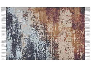 Teppich mehrfarbig 140 x 200 cm abstraktes Muster Fransen Kurzflor GERMENCIK