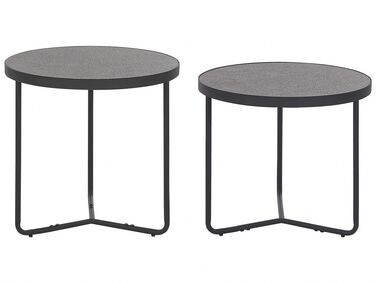 Set of 2 Coffee Tables Concrete Effect with Black MELODY Small and Medium