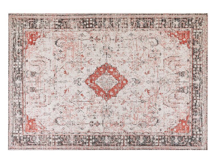 Teppich Baumwolle rot / beige 160 x 230 cm orientalisches Muster Kurzflor ATTERA_852150