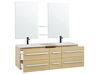Badrumsskåp med dubbelt tvättställ och 2 speglar beige MADRID_4325