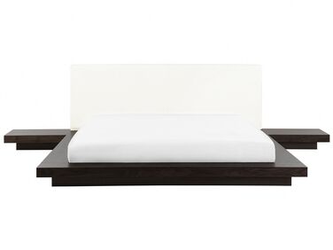 Dubbelsäng med sängbord 180 x 200 cm mörkbrun ZEN